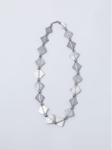 Silver Squares and Beads Necklace