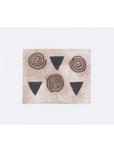 Triangles and spirals (brown)