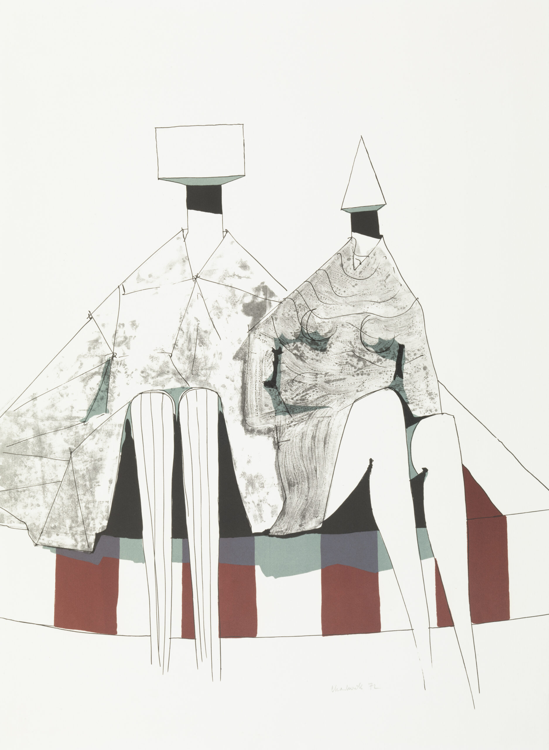 Sitting Figures on Stripes