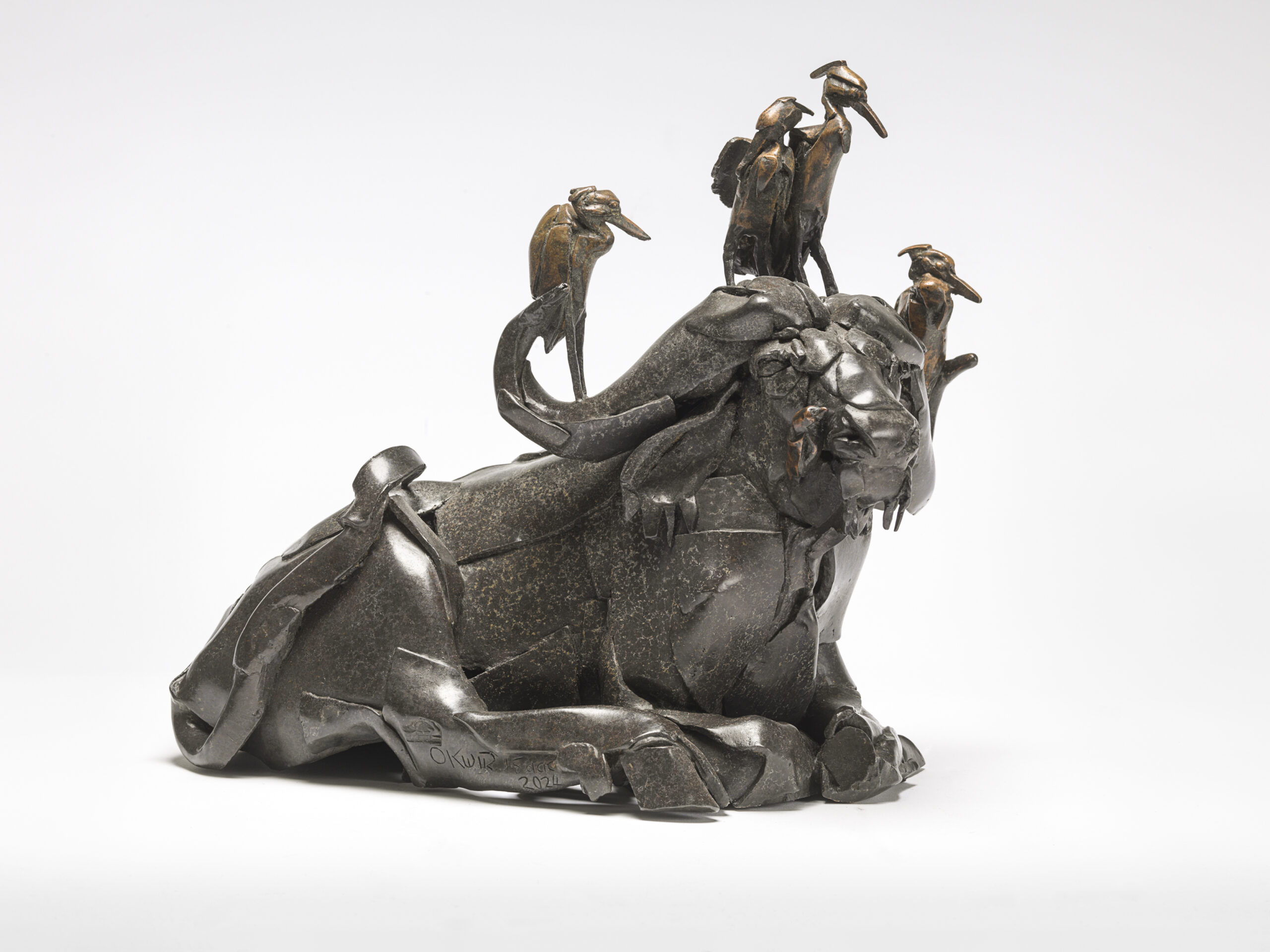 Buffalo with Egrets and Oxpecker