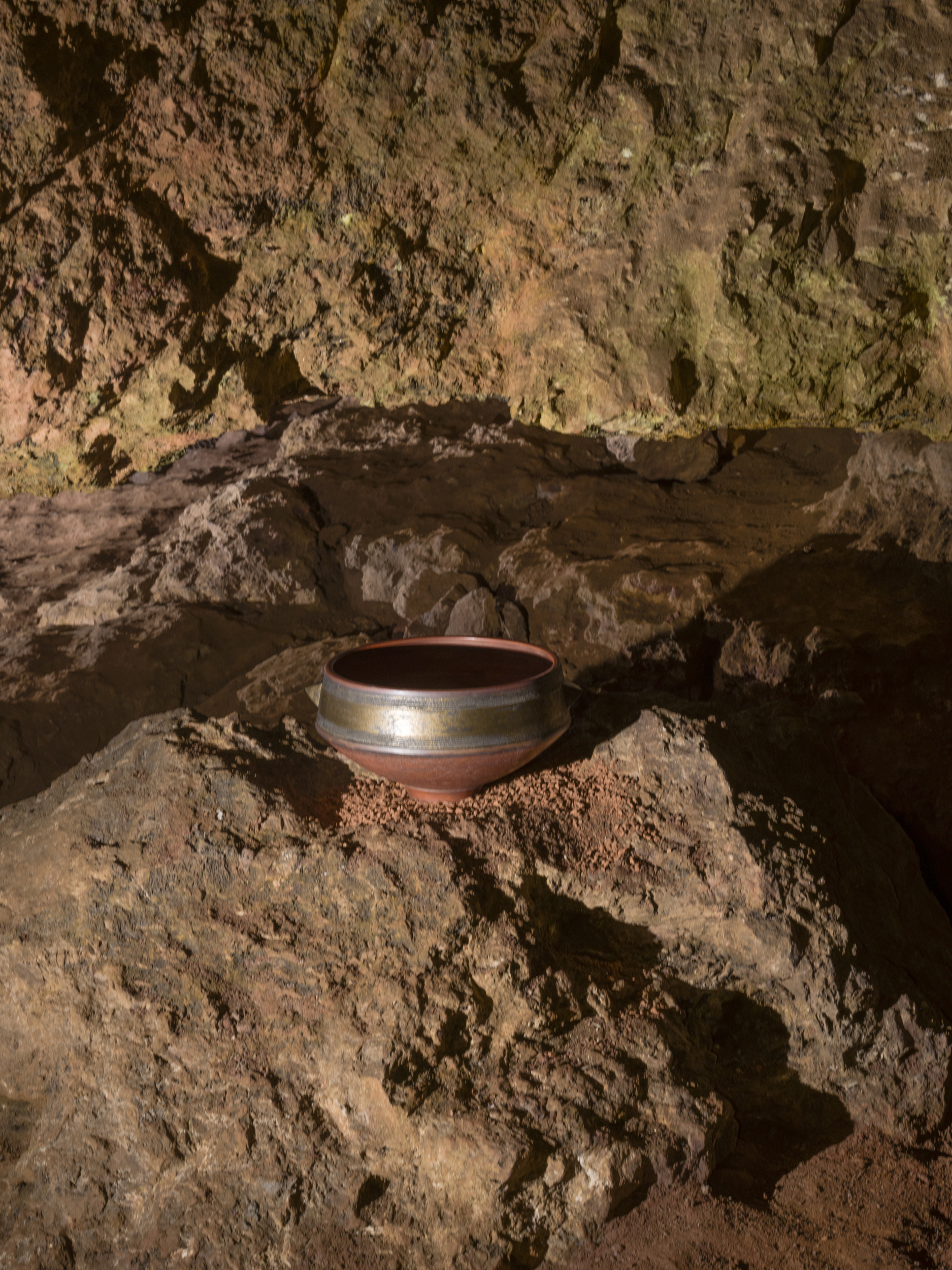 Studded Red and Gold Vessel